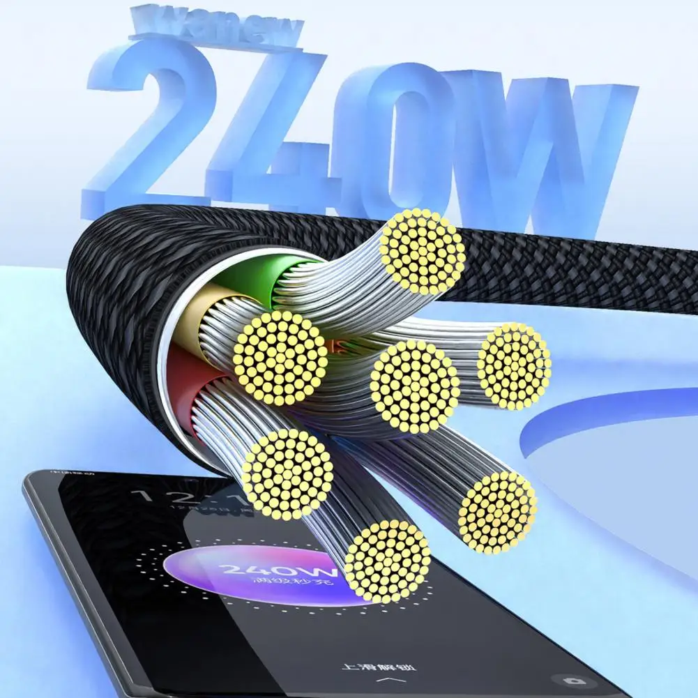 Магнитный кабель для быстрой зарядки 240 Вт оплетка USB C выдвижной не спутывается