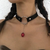 gothic punk sexy leather statement necklaces for women ethnic color heart resin pendants party jewelry wholesale accessories