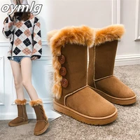 large size tall womens snow boots warm fleece 2022 winter plus velvet button snow boots women winter boots platform boots