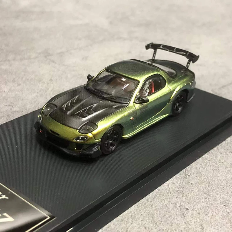 

Мастер 1:64 модель автомобиля Mazda RX-7 FD3S коллекция литых под давлением автомобилей-волшебный зеленый углерод
