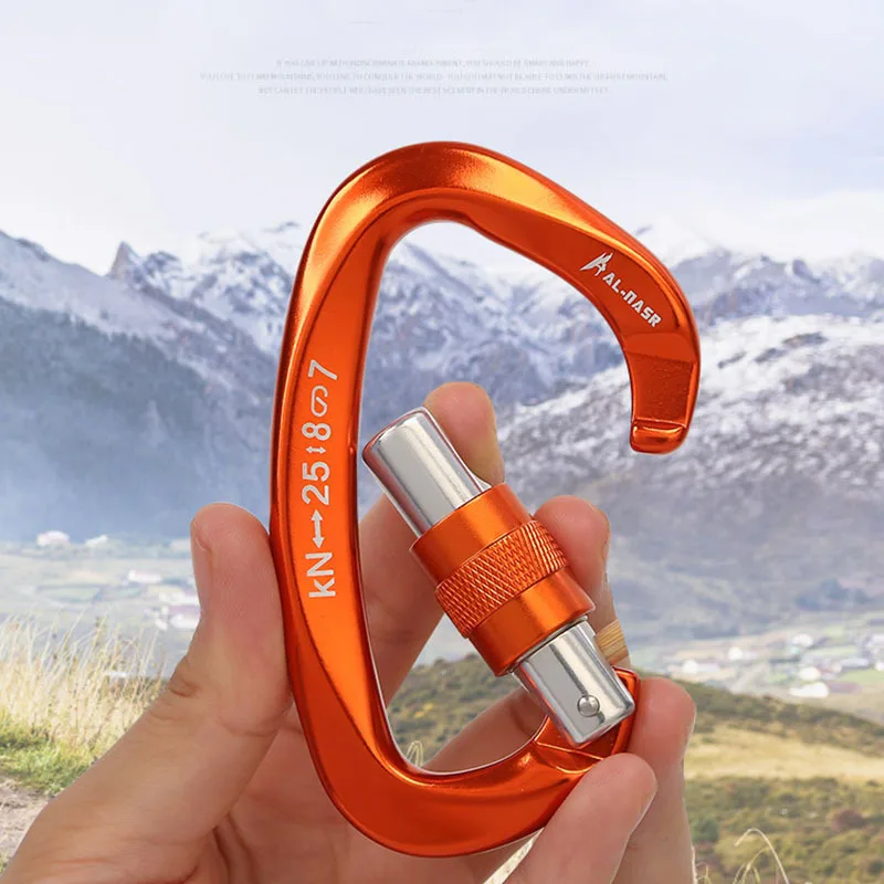 

12/25KN Professional Safety Carabiner D Shape Key Hooks Aluminum Climbing Security Master Lock Outdoor Ascend Camping Tools