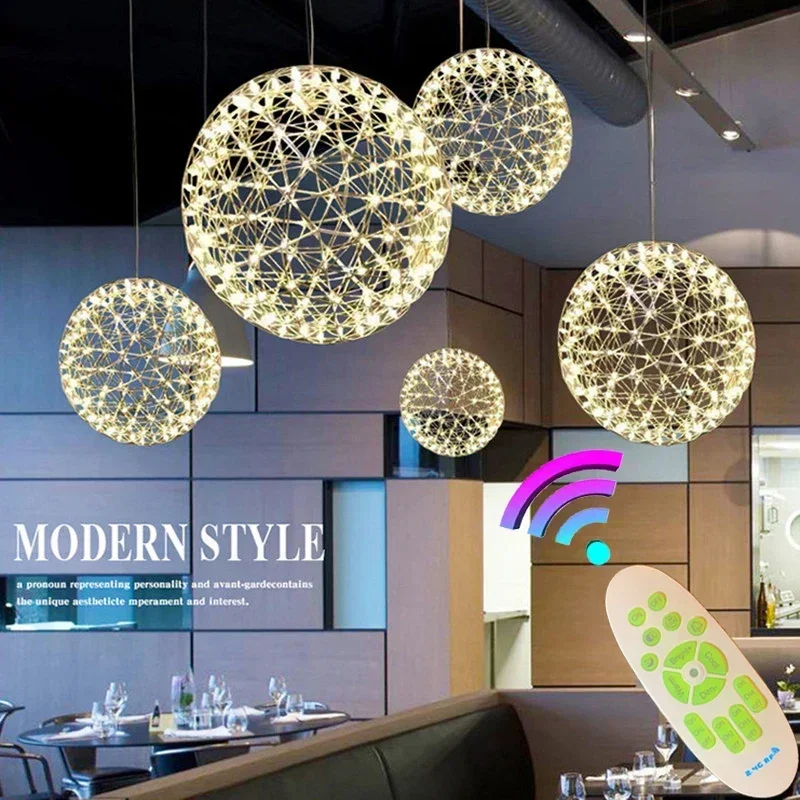 

Modern Minimalist Restaurant Chandelier Creative Dandelion Art Spherical Nordic Fireworks Living Room Spark Ball Chandelier
