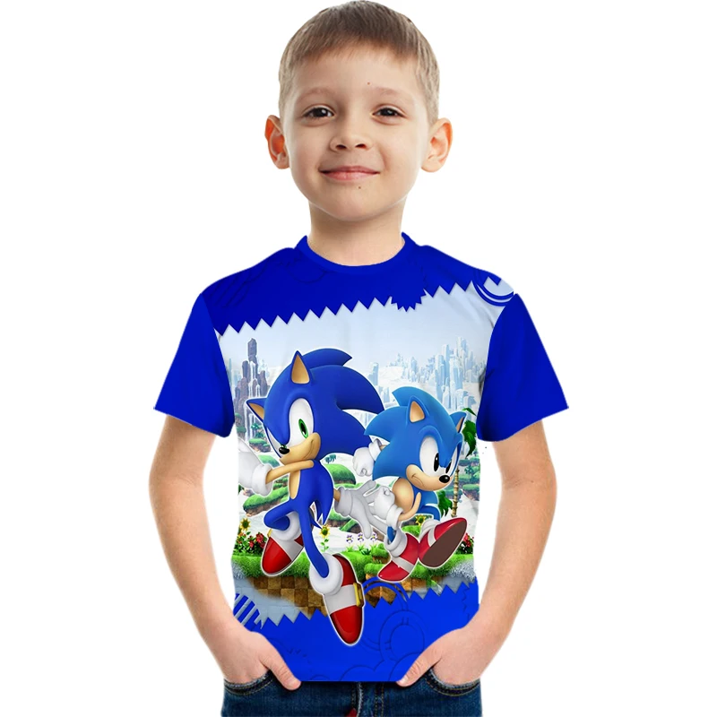 

Boys And Girls 3D Short Sleeve T-Shirt 2022 Summer New Sonic T-Shirt Girls Cartoon Print T-Shirt Animation T-Shirt 4-14 Years