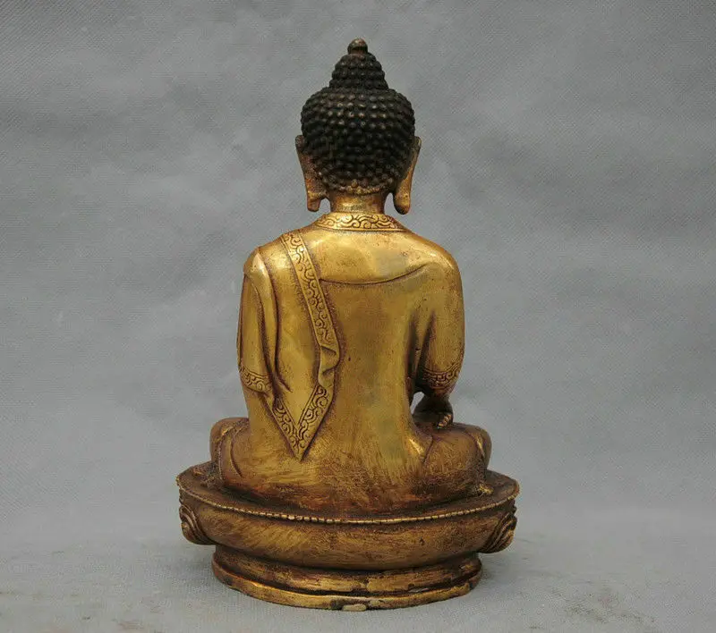 8"Chinese tibetan buddhism bronze sakyamuni Buddha Sit apothecar Amitabha statue images - 6