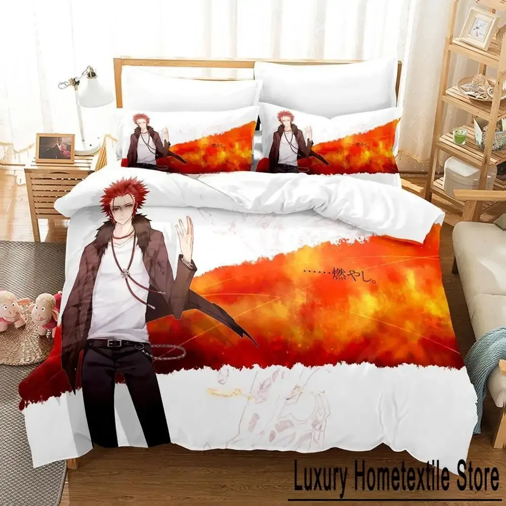 Anime K project Mikoto Suoh No Blood! Bone! Ash! Bedding Set Single Twin Full Queen King Size Bed Adult Kid Bedroom