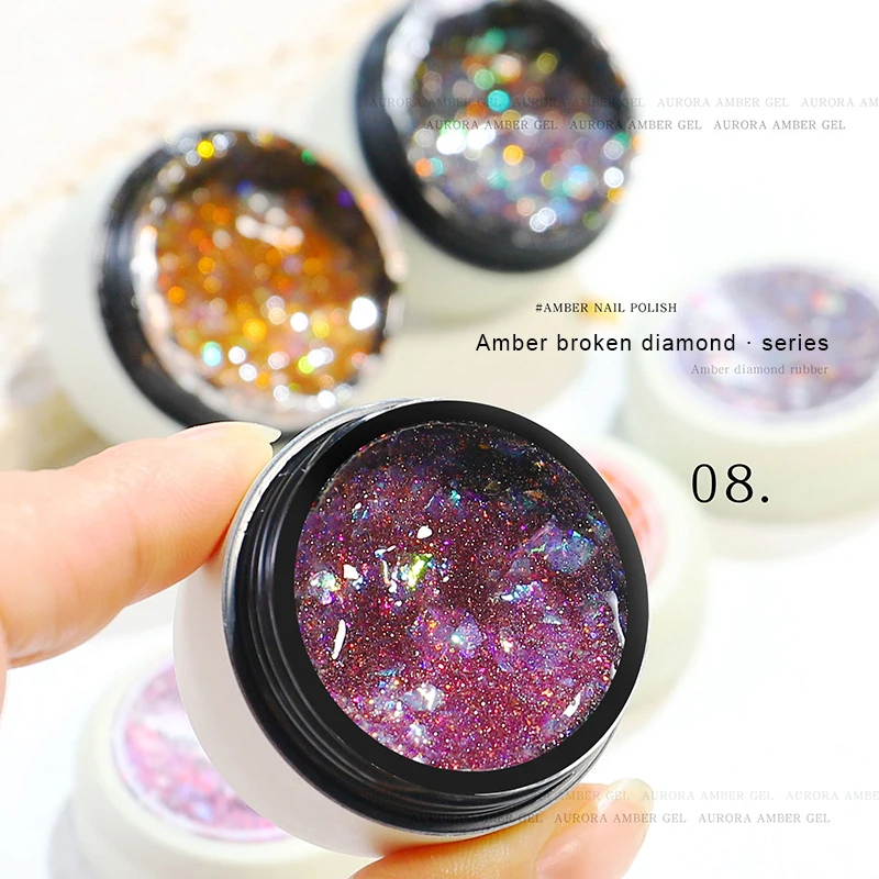 8 Color Nail Aurora Amber Solid Cream Color Gel Manicure Dream Buling Super Flash Glass Japanese Canned Nail Polish Glue TSLM1