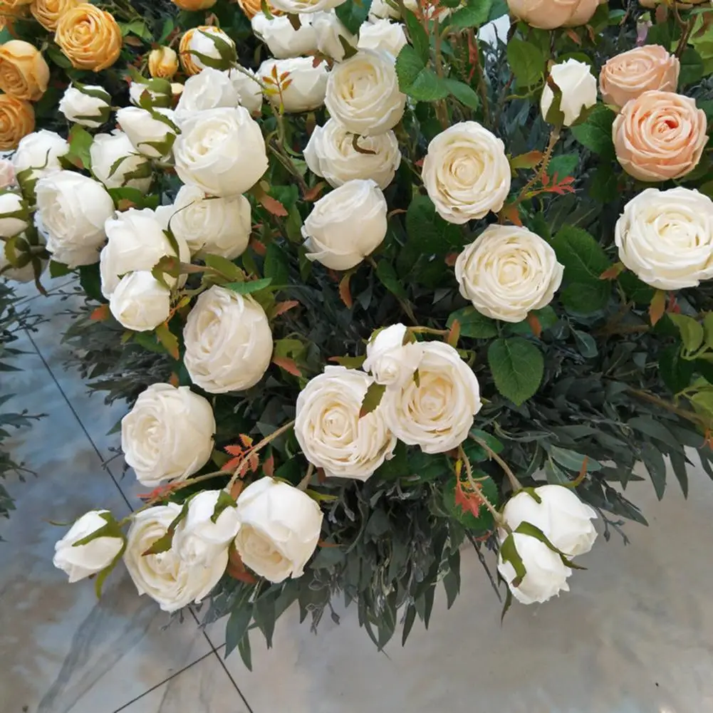 

Beautiful Artificial Flower Long Lasting Simulation Flower No Watering 3 Heads Flower Arrangement Artificial Rose DIY