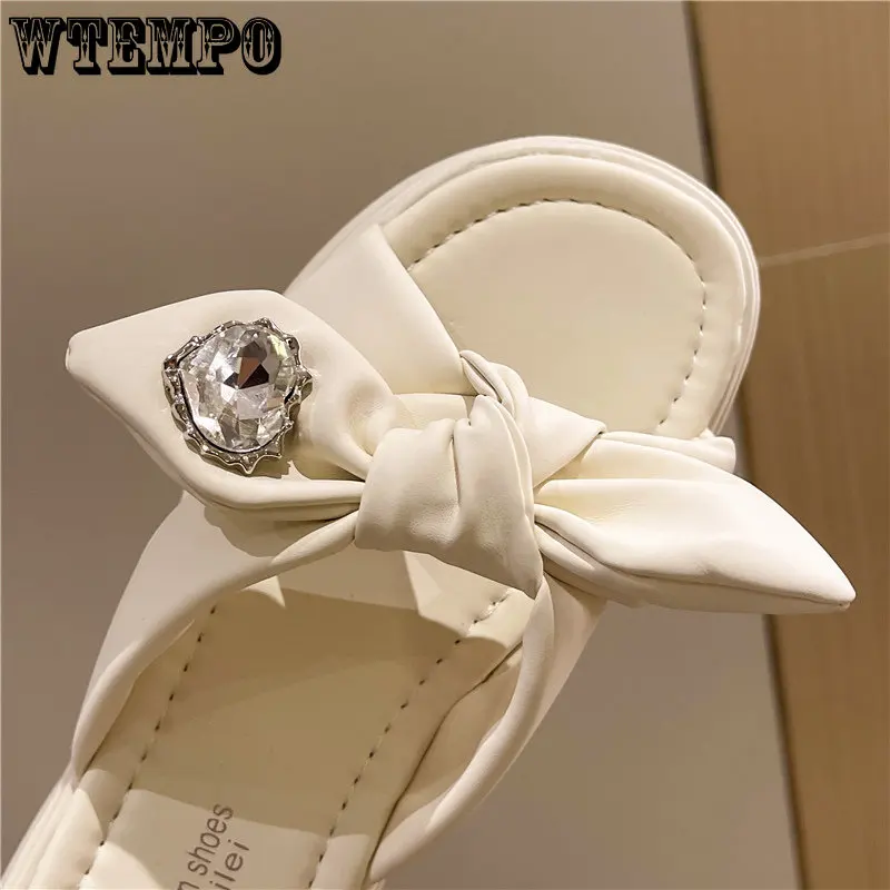 WTEMPO Summer Sandals Ladies Temperament Bow Knot Thick Bottom Soft Slippers Casual Beach Home Wear One Word Drag Wholesale