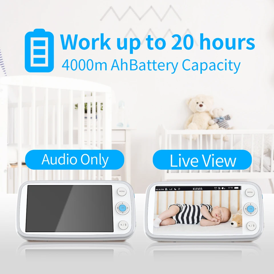 Радионяня KAWA S6 с 2 камерами 5-дюймовое цветное видео Ночное видение Cry Sound Alert