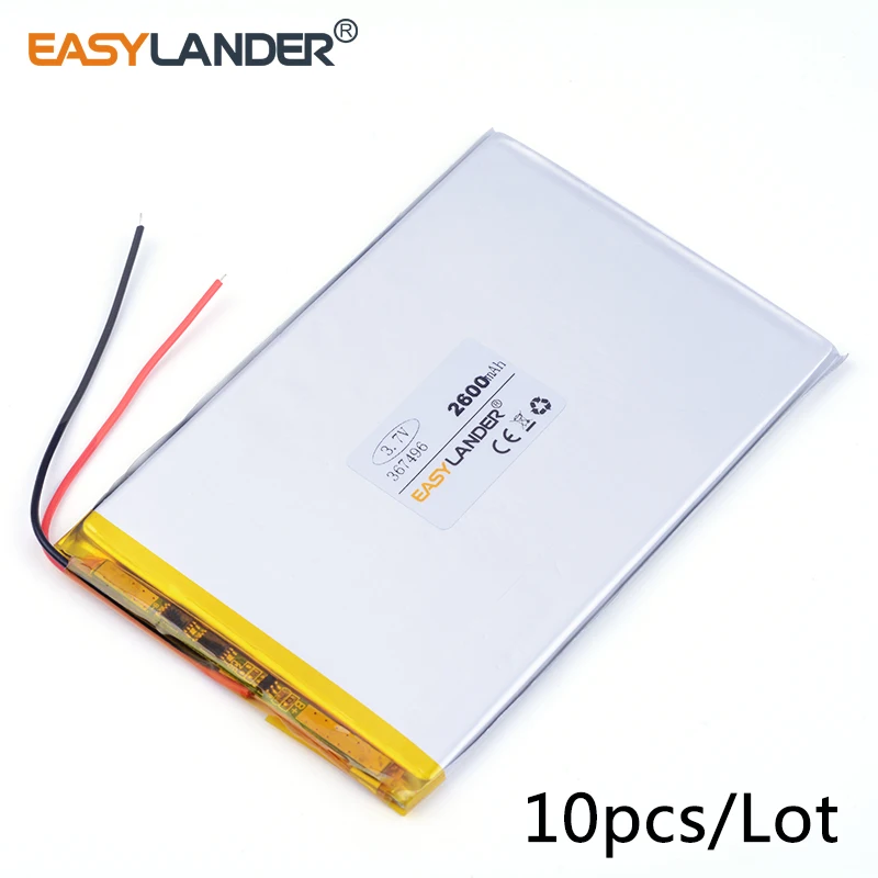 10 шт./лот 3,7 в литий-ионная полимерная аккумуляторная батарея для 7-дюймового планшетного ПК A23/A33/MTK6577/MTK6572 367496 2600 мАч