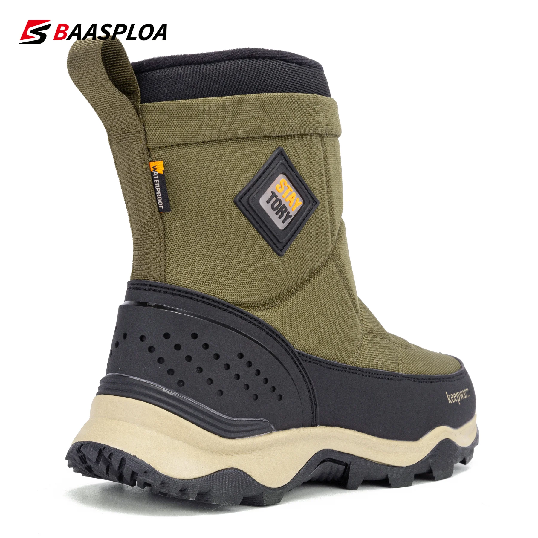 Men's Winter Shoes Cotton Waterproof Leather Men Warm Sneakers Non-slip Men Walking Hiking Shoes Size 41-46 BaasPloa 2021 New