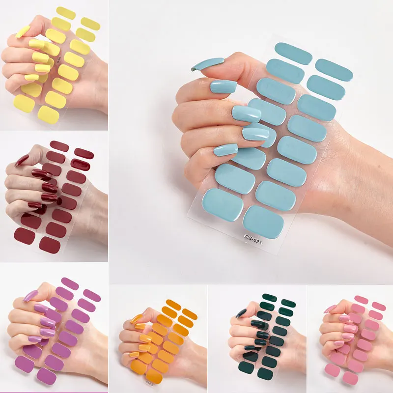 

Полностью закрывающие однотонные водонепроницаемые клейкие наклейки для ногтей, наклейки, летние наклейки для ногтевого дизайна, наклейки...