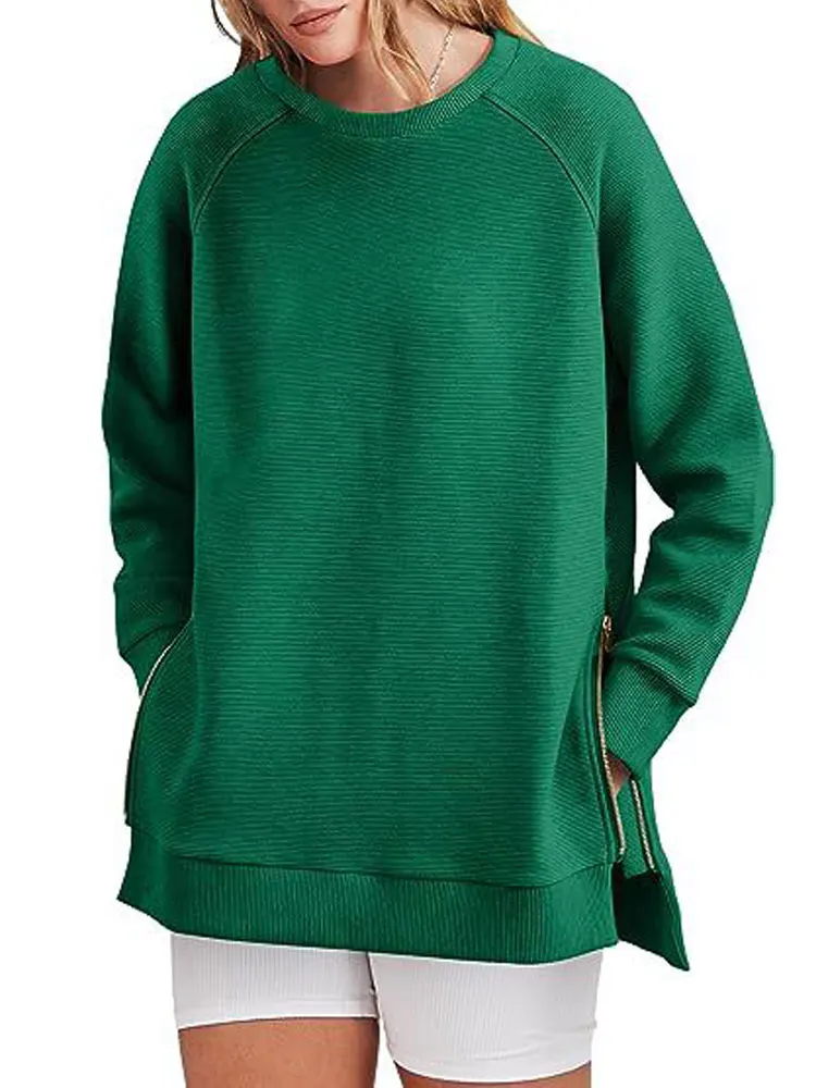 

2023 Autumn Crewneck Sweatshirt Women Winter Long Sleeve Long Sweatshirt Ladies Green Loose Sweatshirts For Women