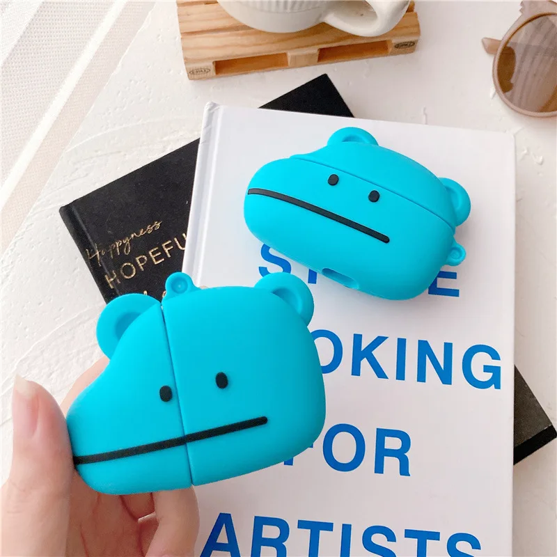 

3D Cute Blue Dinosaur Soft Silicone Headphones Case for Apple AirPods 1 2 Cover Wireless Bluetooth Earphone Casesfor AirPods Pro