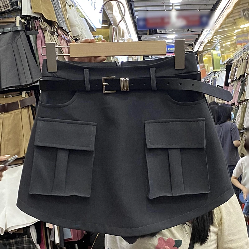 

Шикарные короткие юбки в стиле ретро для женщин и девушек, юбка мини с высокой талией и карманами для женщин, подходящая ко всему популярная юбка, Прямая поставка