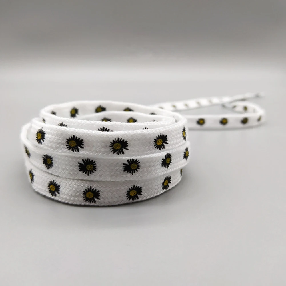 1 Pair Little Daisies Shoelaces Cartoon Printing Fashion Unisex Flat Shoe Laces High-top Canvas Sneakers Shoelace New
