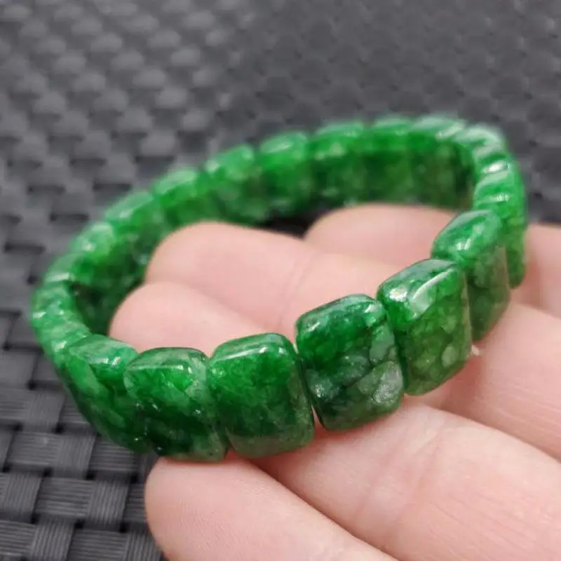 

Natural Green Jade Elastic Bead Bracelet Men Women Healing Jewelry Emerald Myanmar Jadeite Beads Beaded Bangle Amulet Bracelets