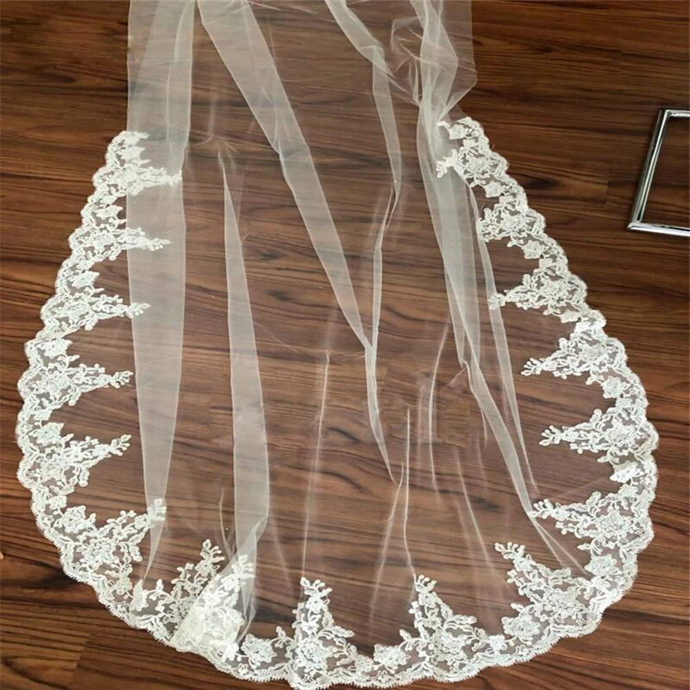 Новая романтичная Длинная Деревянная Фата для свадьбы белая/слоновая кость