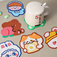 2022 cute quality cartoon shaped tea coaster cup holder mat coffee drinks drink silicon coaster waterproof cute cup pad placemat