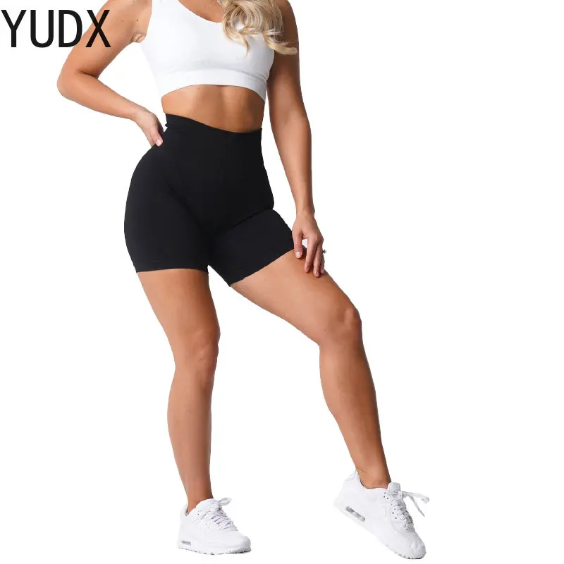 

2023 Lycra Spandex Solid Seamless Shorts Women Soft Workout Tights Fitness Outfits Yoga Pants Gym Wear Workout Shorts