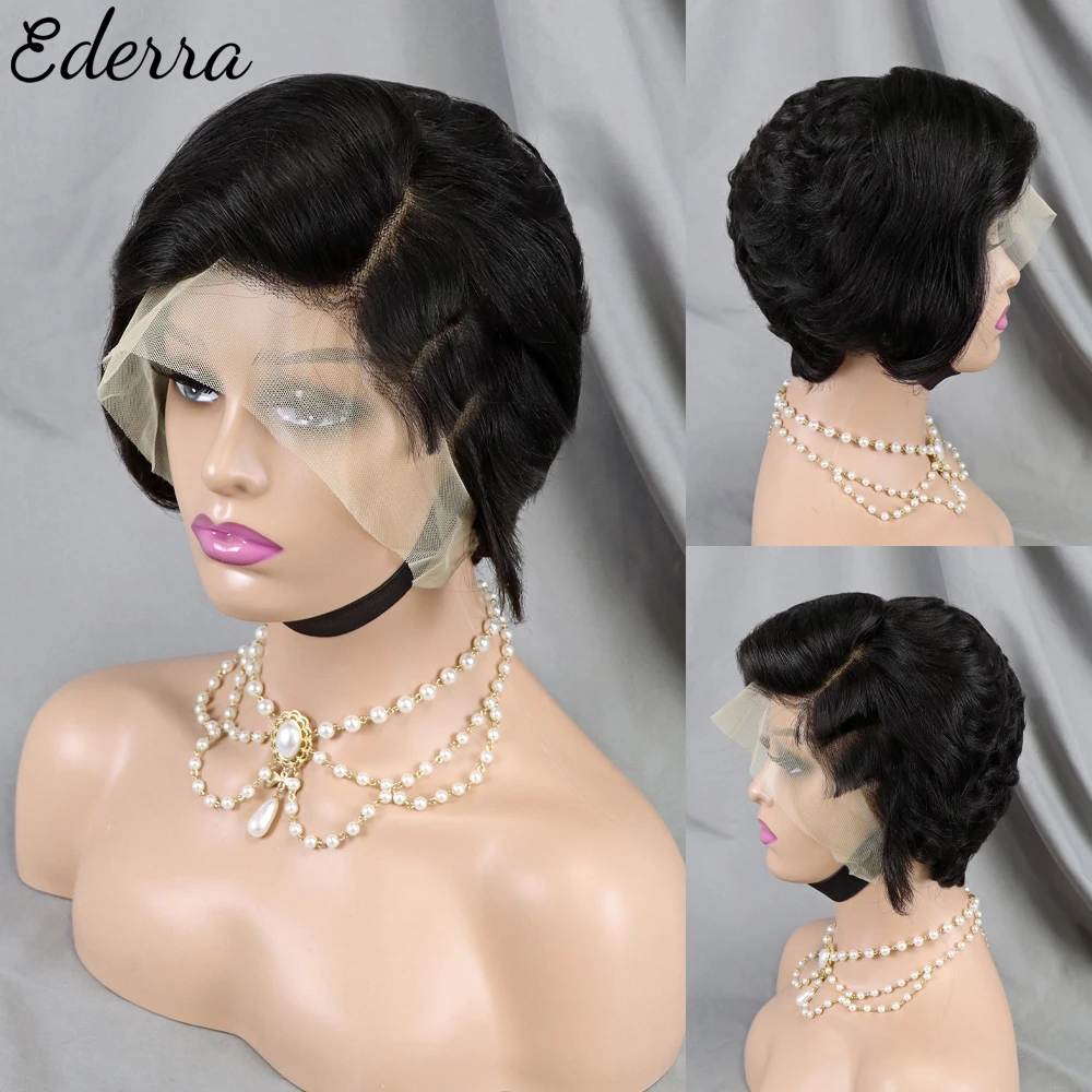 

Short Pixie Cut Bob Body Wave Human Hair Wigs Transparent 13X4 Front Lace Wigs For Black Woman Brazilian Hair Remy