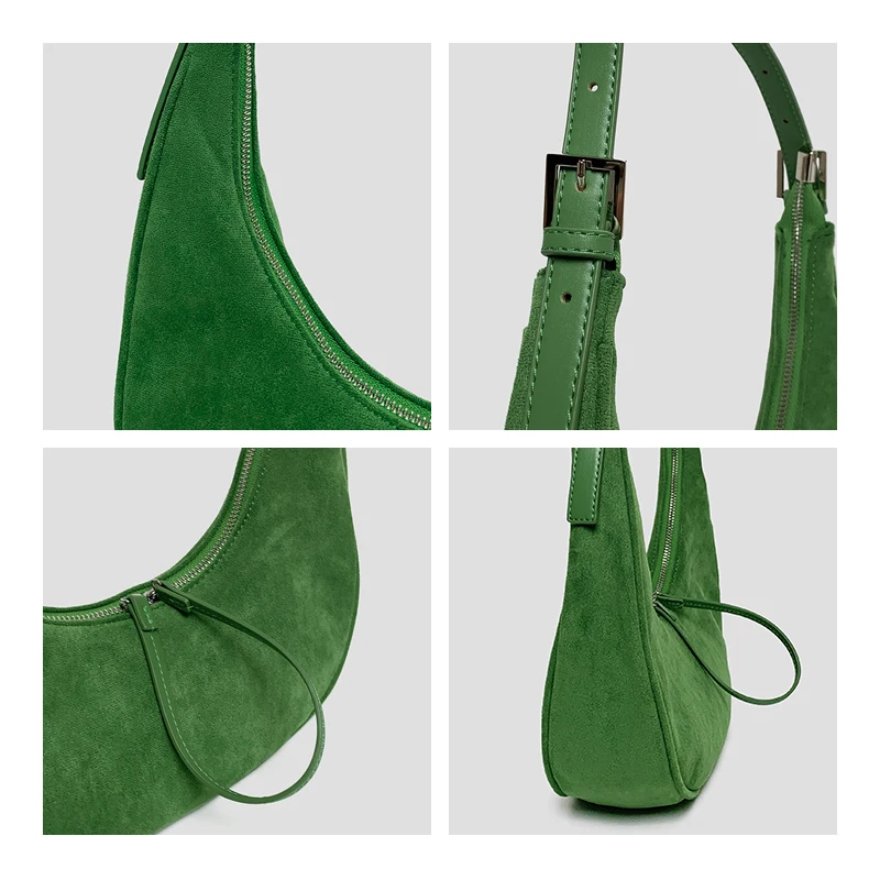 Fashion Half Moon Large Tote Bag Faux Suede Women Shoulder Bags Luxury Designer Lady Handbags Vintage Female Purses 2022 Sac