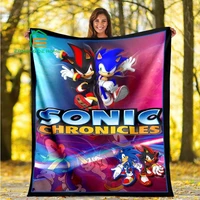 cartoon sonic flannel throw blanket warm blanket for home picnic travel plane office and for adults kids elderly 5 sizes