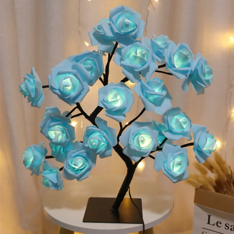 Table Lamp Flower Tree Rose Lamps Fairy Desk Night Lights USB Operated Gifts for Wedding Valentine Christmas Decoration images - 6