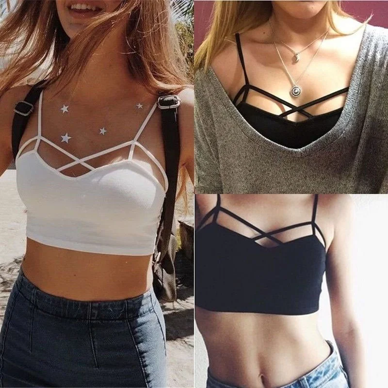 

Hot Sexy Girl Cut Out Culotte Bustier Bralette Corset Tops Strappy Tank Blouses Bottoming Vest Bandage Halter Tank Tops Camisole