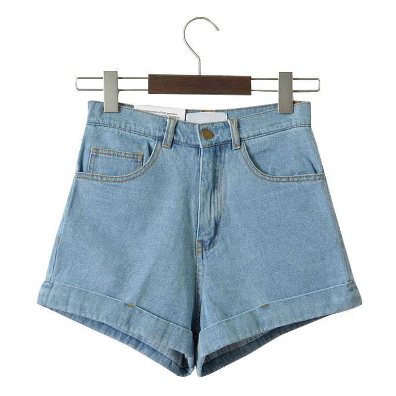 

Vintage Denim Shorts Women High-Waist Rolled Hem Denim Shorts Girls Sexy Cuff Jeans Shorts Girls' Street Wear C3627