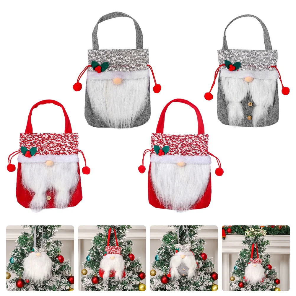 

4 Pcs Christmas Snack Storage Bag Party Treat Supplies Candy Bags Chocolate Favors Cloth Holder Reusable Wrapping Child Kids