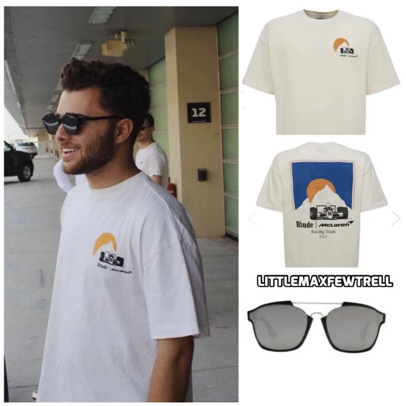 

Oversized High Quality 2022 New Rhude Formula Racing Classic Sunset Print 1:1 Short Sleeve T-Shirt Black White S-XL T Shirt