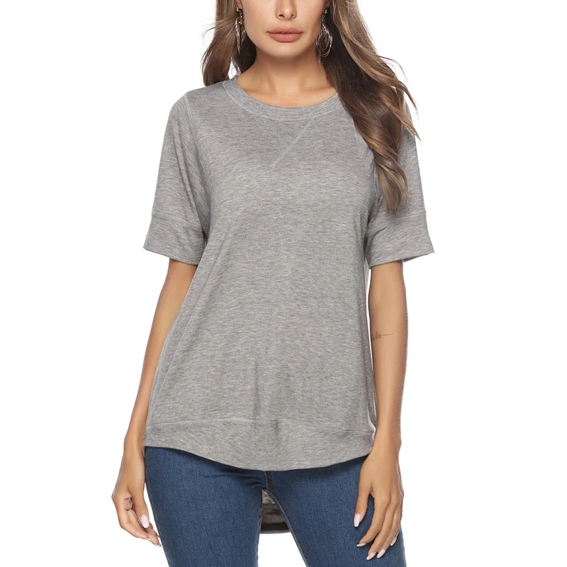 

Women's Fashion Casual Solid Color Round Neck Short Sleeve T-Shirt Tops