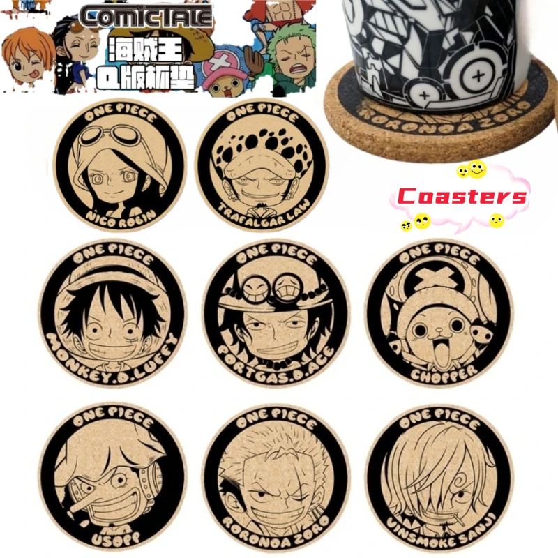 Фото Подставка под кружку One Piece: Ророноа Зоро, Тони Тони Чоппер, Санджи. Аниме-атрибутика, милая мультяшная, нескользящая, термоизолированная, пробковая. №1