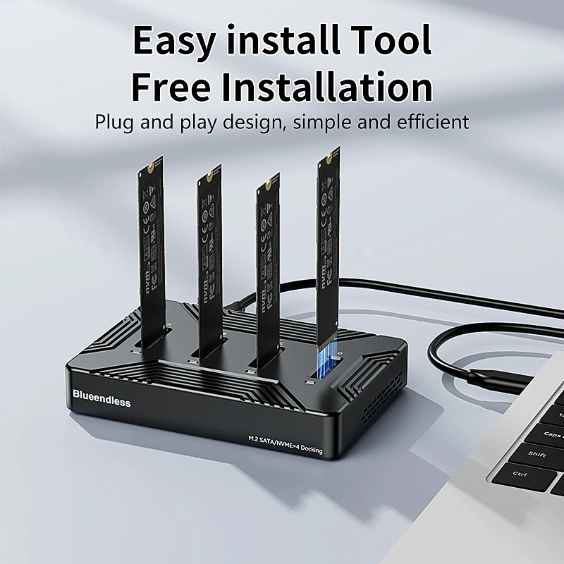 Док-станция Blueendless 4 bay m2 SSD Type C USB3.1 10 Гбит/с m.2 NVME SATA ngff с двумя протоколами Корпус из