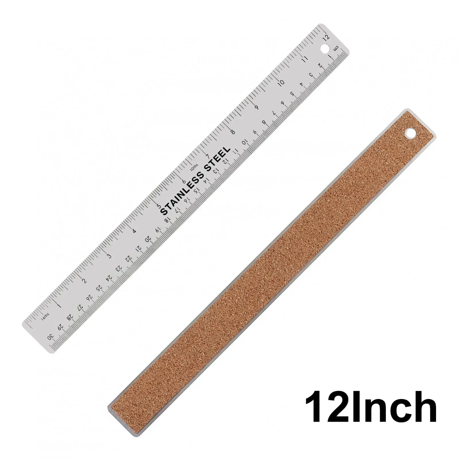 

Линейка из нержавеющей стали на выбор, измерительный инструмент, нескользящая, 6/ 12 /18 дюймов, с пробковой основой, дюймовые и сантиметровые