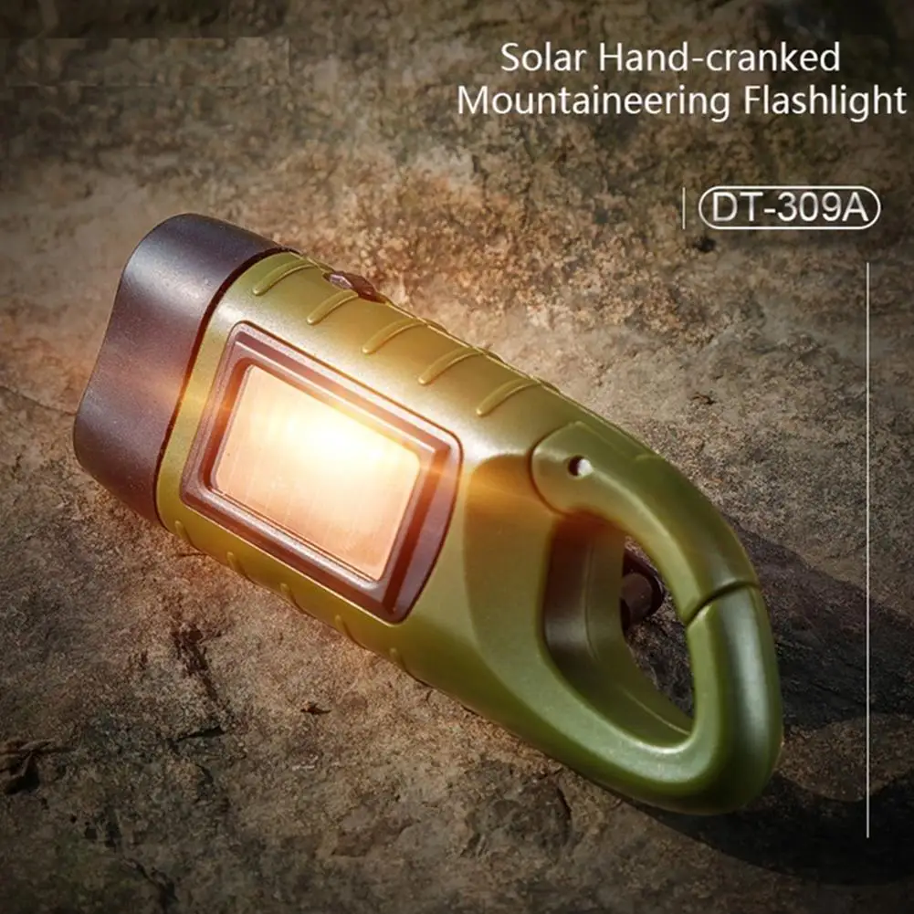 Solar Hand Press Crank Flashlight Portable Multi-function Rechargeable Ergonomic Design Torch Camping Lamp