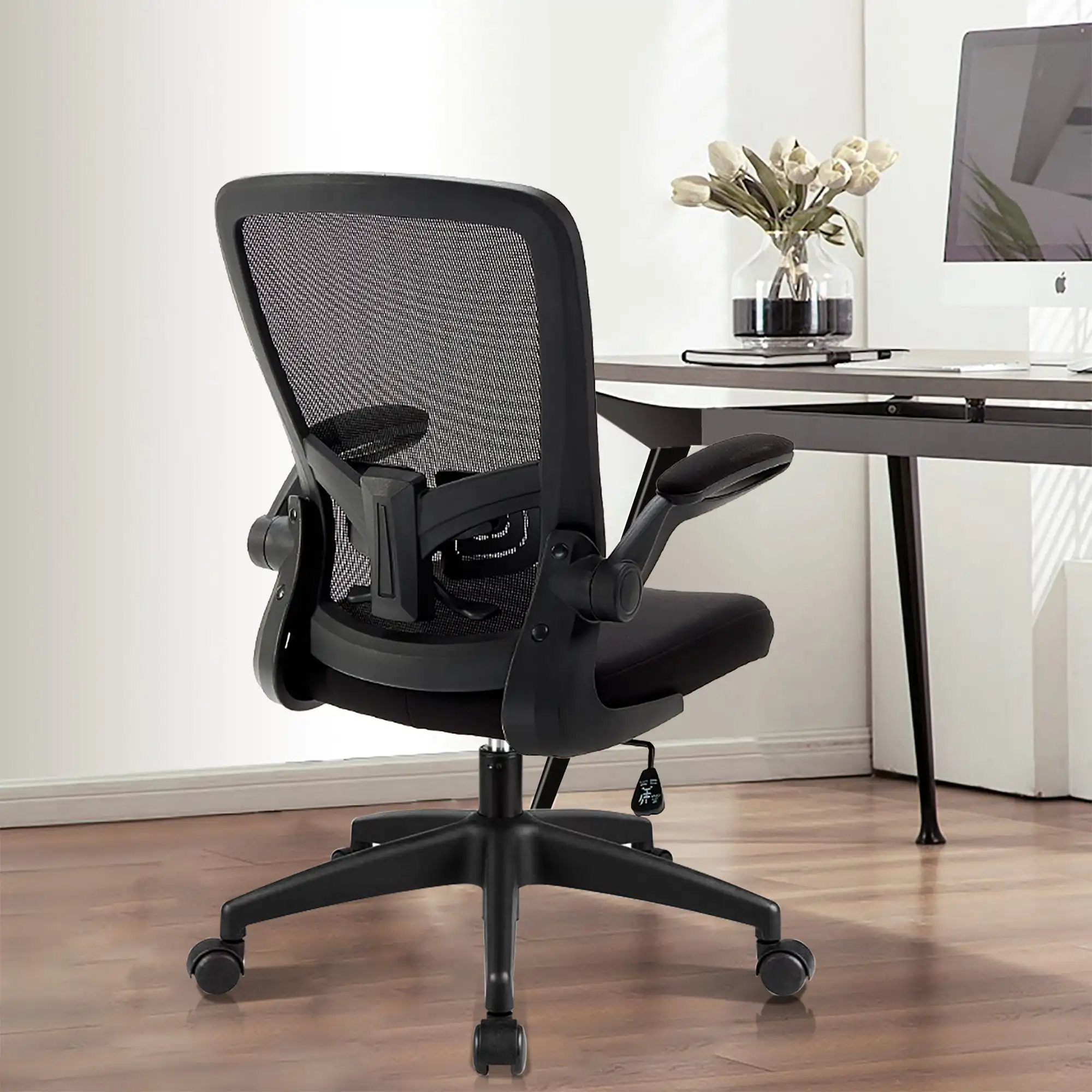 

Coolhut Ergonomic Office Chair, Comfort Desk Chair with Adjustable Lumbar Support and Flip up Arms, 300lb, Black