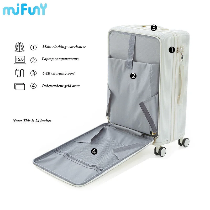 Mifuny Rolling Luggage Boarding Cabin Universal Wheel 26 Pull Rod Travel Trolley Male Password Suitcase Carry on Luggage 2023