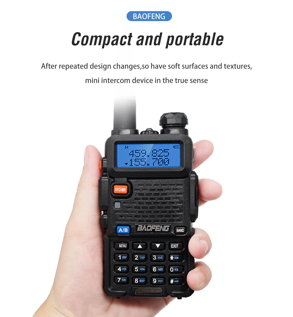 Original Baofeng UV 5R 10KM 1800mAh CB Ham Radio Station Two-way Amateur VHF Powerful 8W /5W UV-5R Walkie-talkie Hunting Radios