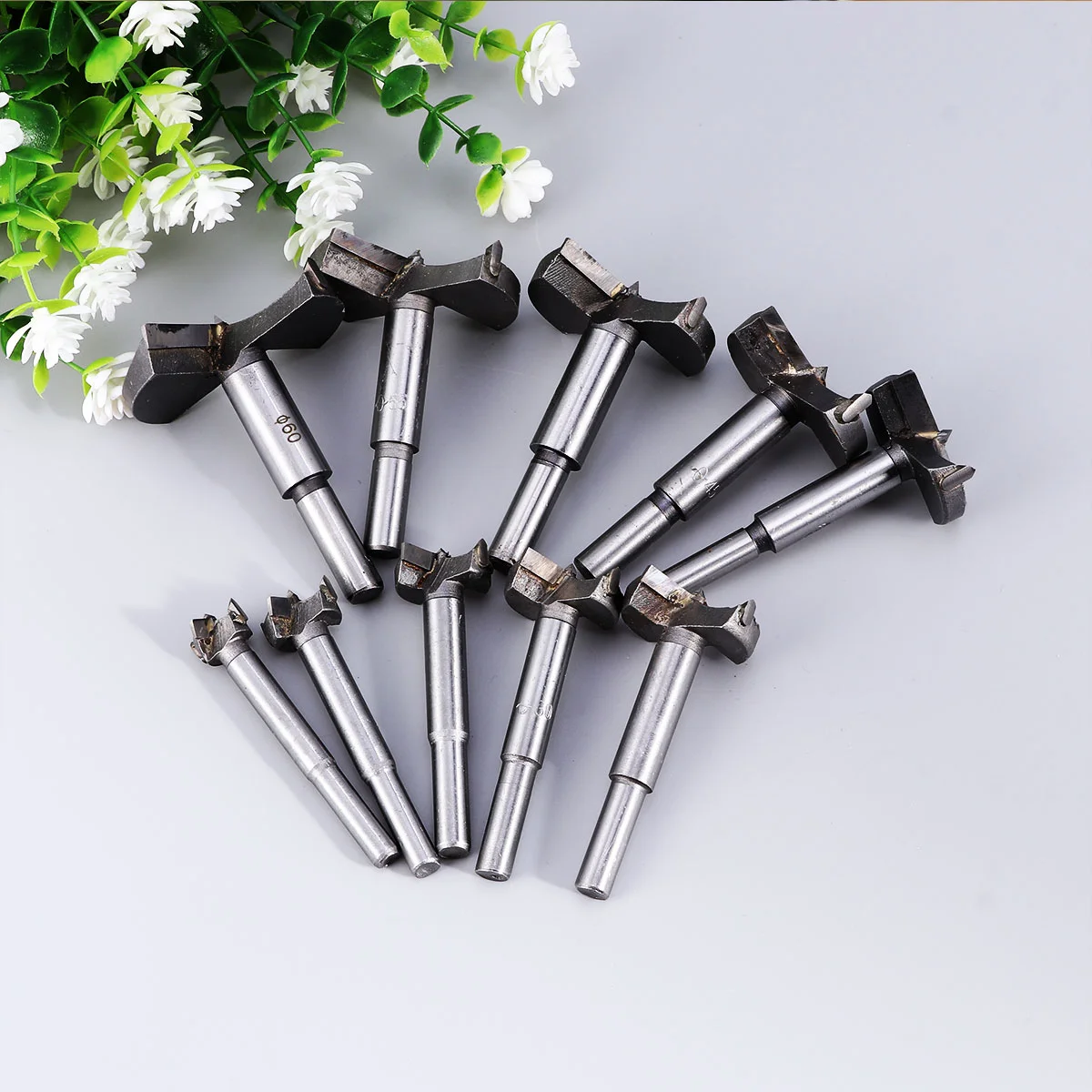 

10pcs Auger Drill Bit Set Wood Cutter Hex Wrench Woodworking Hole for Power Tools 15mm 20mm 25mm 30mm 35mm 40mm 45mm 50mm 55mm