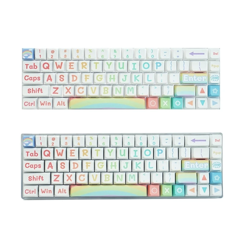 

Rainbow Theme Keycaps DyeSub PBT MDA Keycap for 61/68/75/84/87/96/980/104/108 for Mechanical Keyboard 125Keys
