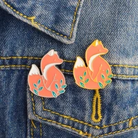 witty and cute fox brooch creative drip oil alloy pin buckle