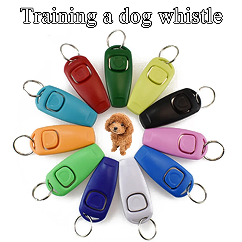 

1PC Dog Training Whistle Pet Clicker Answer Card Pet Dog Trainer Assistive Guide With Key Ring Dog Aid Guide 2 In 1 Pet Supplies