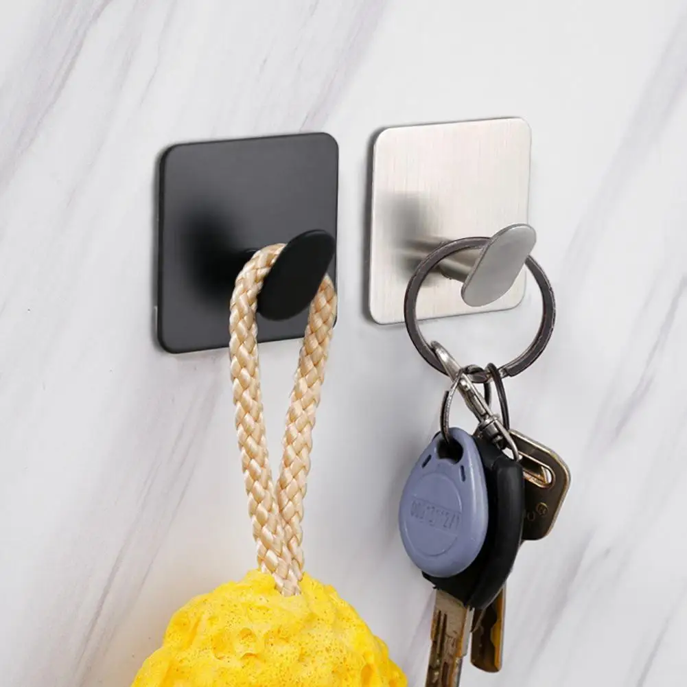 

Wall Hook Self Adhesive Punch-free Wall-mounted Stainless Steel Hanging Wall Key Holder Wall Hanger Towel Holder