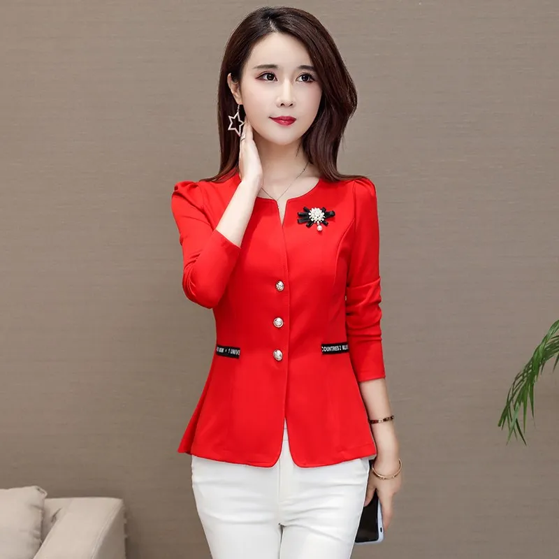 New Oversize 5XL Fashion Business Formal  Suits Women Work Office Ladies Long Sleeve Spring Casual Elegant Slim O Neck Blazer
