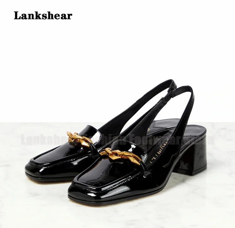 Туфли Мэри Джейн из лакированной кожи босоножки на толстом каблуке без застежки