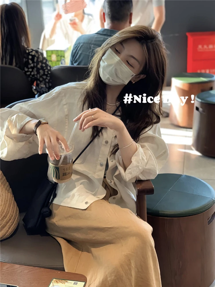 Лето 2023 новые маленькие рубашки с круглым вырезом солнцезащитная одежда женская