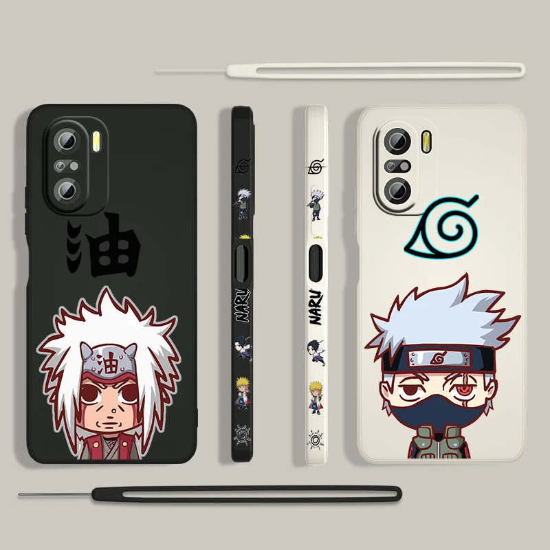 

Jiraiya Naruto Kakashi For Xiaomi Redmi K50 Gaming 10X 9 9A 9T 9AT 8 8A 7 6A 5A 4X Pro 5G Liquid Left Rope Phone Case Capa Cover