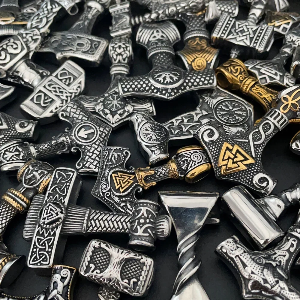 Винтажное ожерелье с подвеской в виде молотка Тора Северной мифологии из